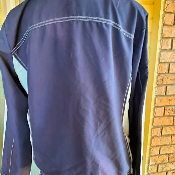 GreenTea Blue Bomber Jacket with Elastic Waistband - Picture 5 of 10